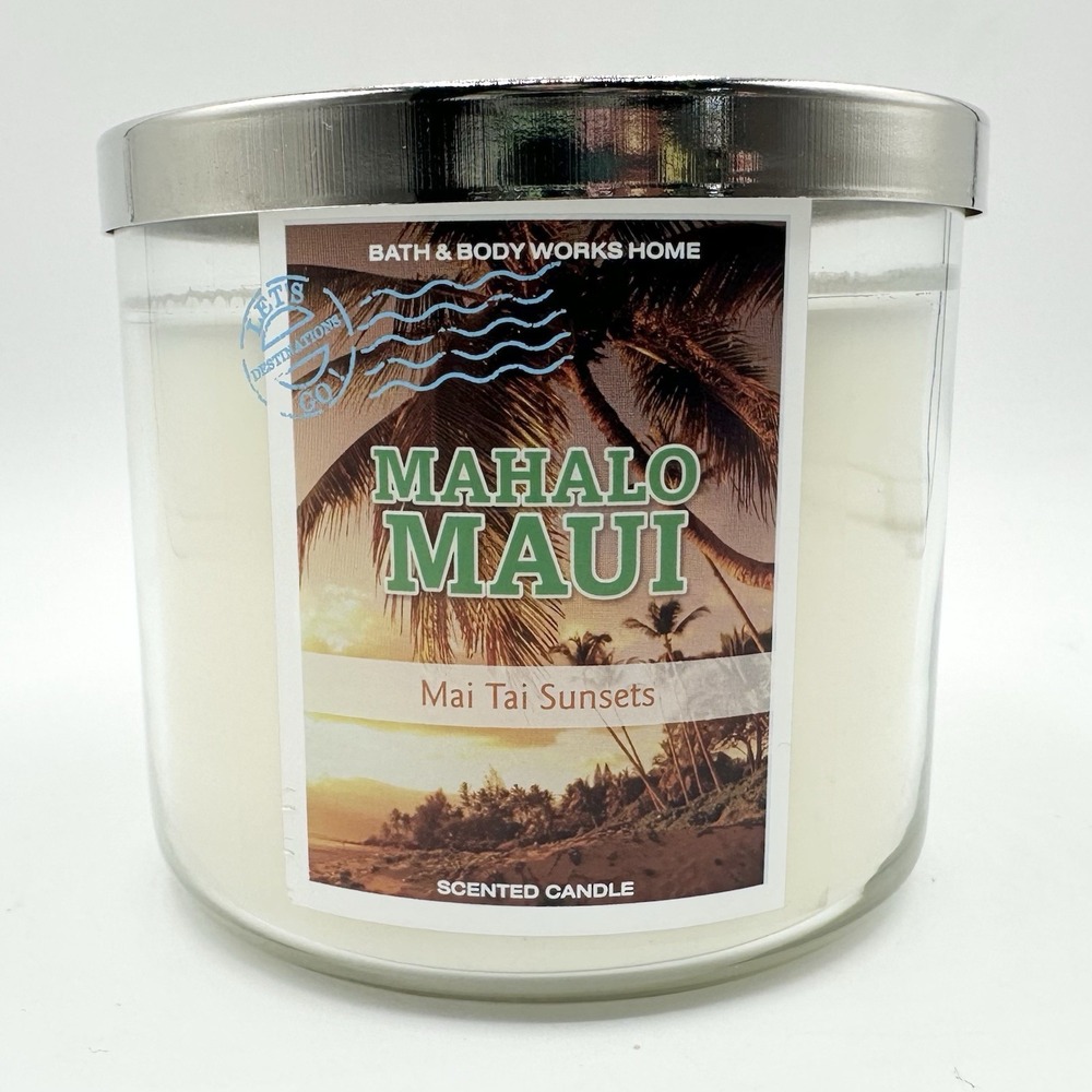 Bath & Body Works 3 Wick Candle 14.5oz Mahalo Maui Mai Tai Sunsets HTF